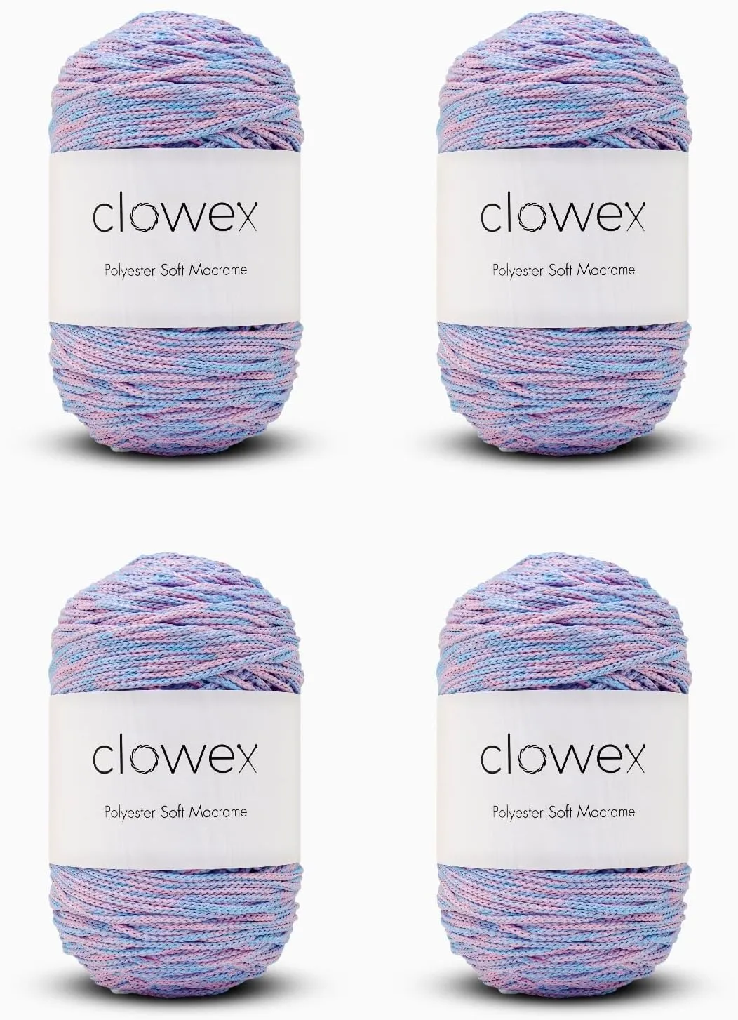 Clowex Polyester Soft Macrame Cord 2.5-3mm, 4 Skeins x 191 Yards x 1/9 inc Turkish Polyester Rope, Braided Macrame Yarn for DIY Crafts, Plant Hanger, Wall Hanging, Macrame Bag