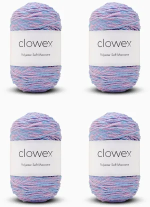 Clowex Polyester Soft Macrame Cord 2.5-3mm, 4 Skeins x 191 Yards x 1/9 inc Turkish Polyester Rope, Braided Macrame Yarn for DIY Crafts, Plant Hanger, Wall Hanging, Macrame Bag