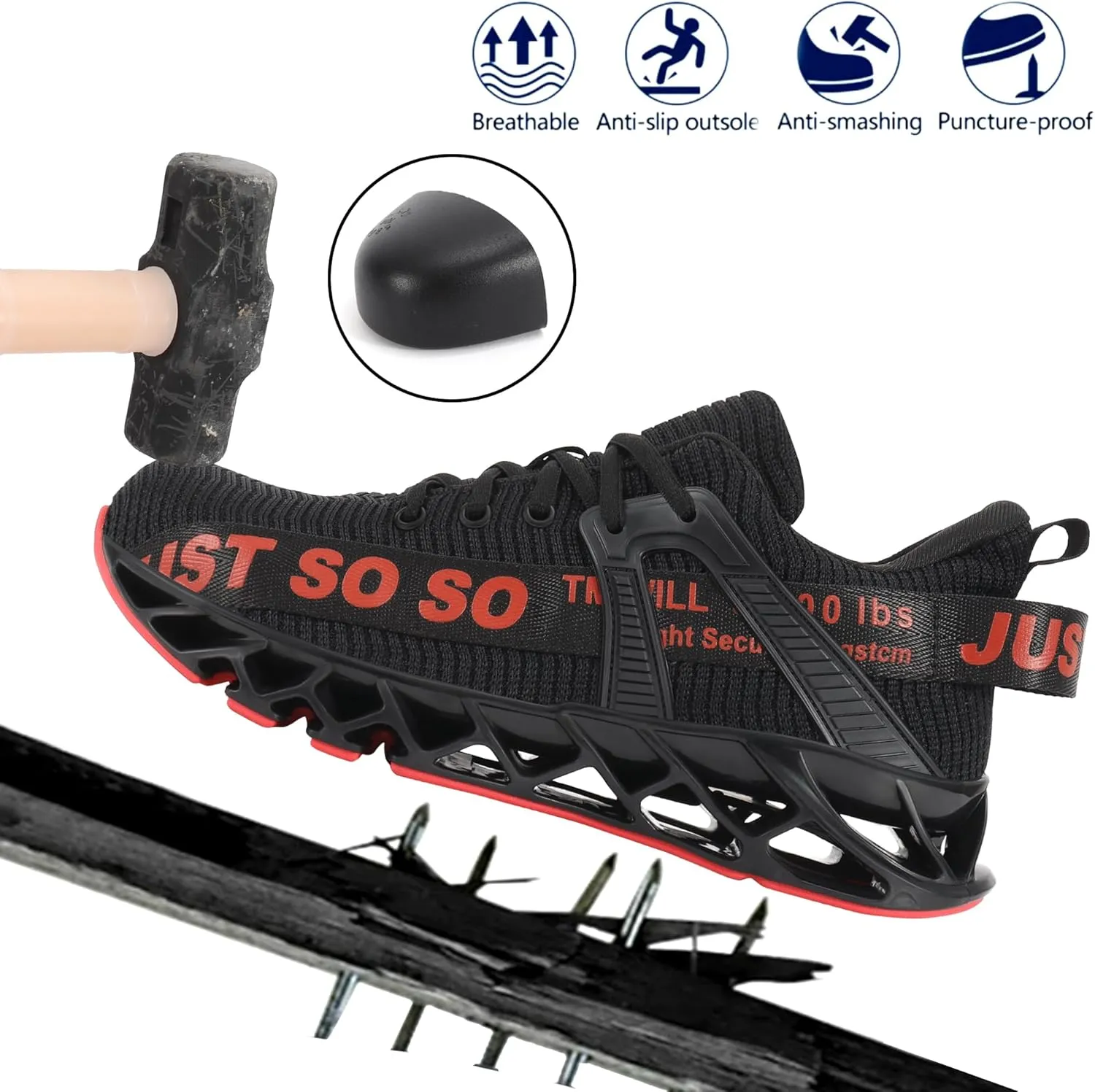 COKAFIL Steel Toe Shoes for Men Women Slip On Work Safety Cap Sneakers Comfortable Puncture Proof Slip Resistant Shoes