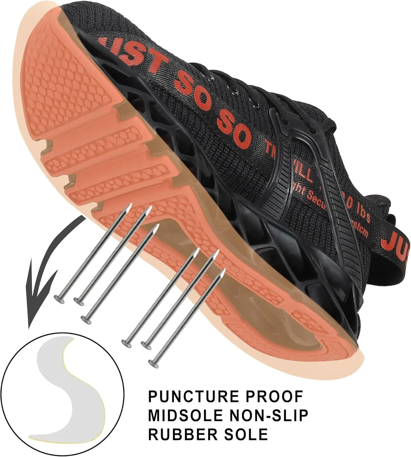 COKAFIL Steel Toe Shoes for Men Women Slip On Work Safety Cap Sneakers Comfortable Puncture Proof Slip Resistant Shoes