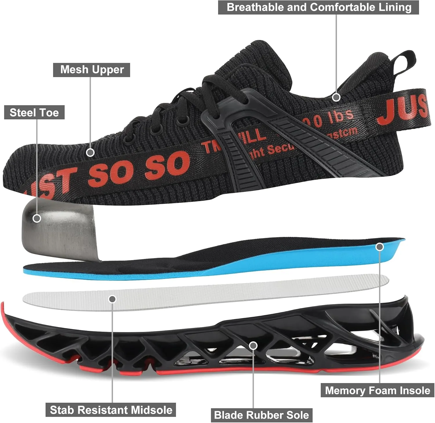 COKAFIL Steel Toe Shoes for Men Women Slip On Work Safety Cap Sneakers Comfortable Puncture Proof Slip Resistant Shoes
