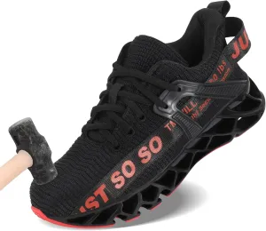 COKAFIL Steel Toe Shoes for Men Women Slip On Work Safety Cap Sneakers Comfortable Puncture Proof Slip Resistant Shoes