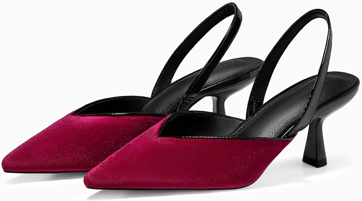 Coutgo Womens Slingback Kitten Heels Closed Pointed Toe Slip on Party Work Pumps Dress Shoes