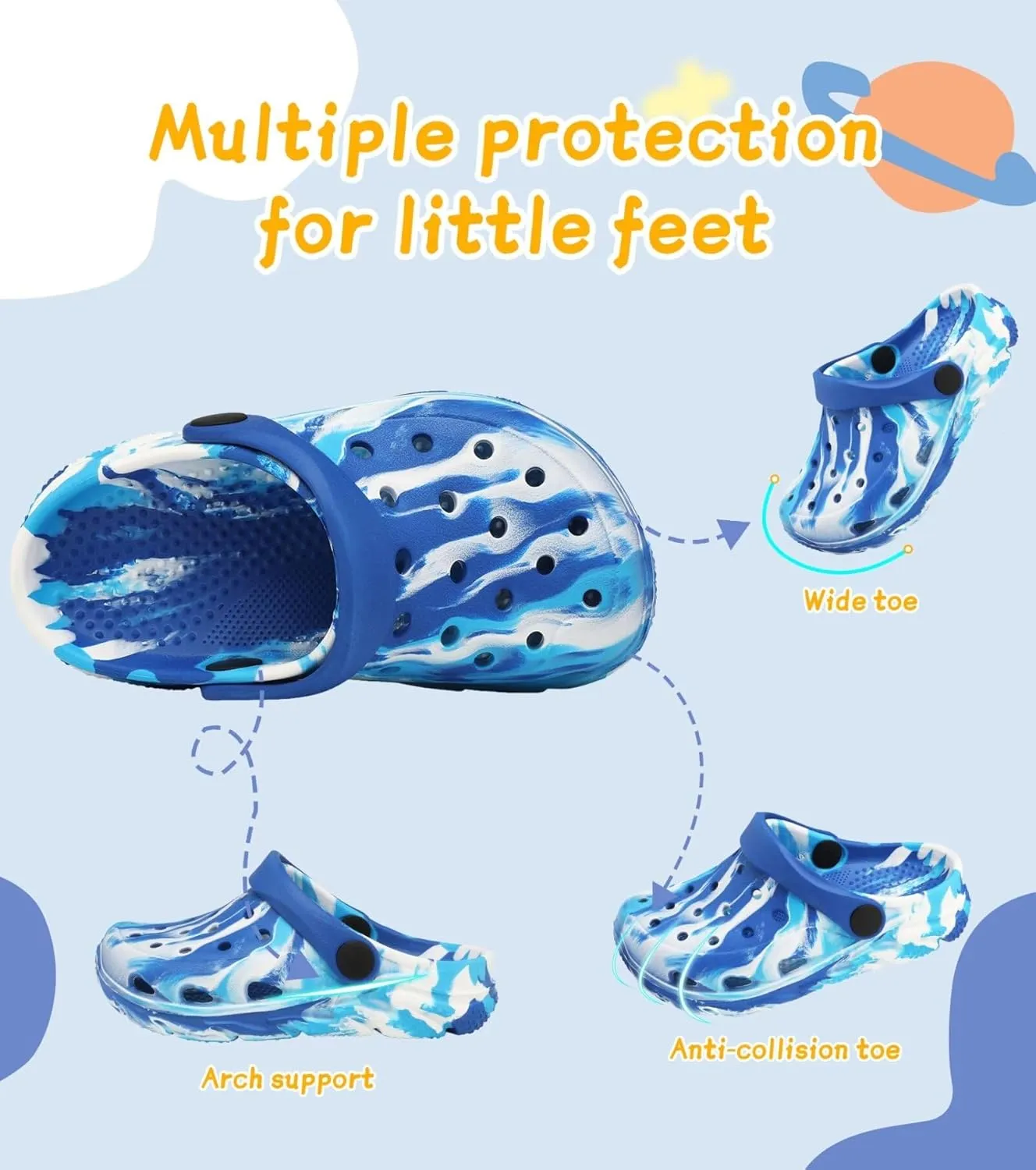 Cubufly Toddler Kids Clogs Garden Shoes for Boys Girls Marbled Tie Dye Water Shoes Slip on Sandals