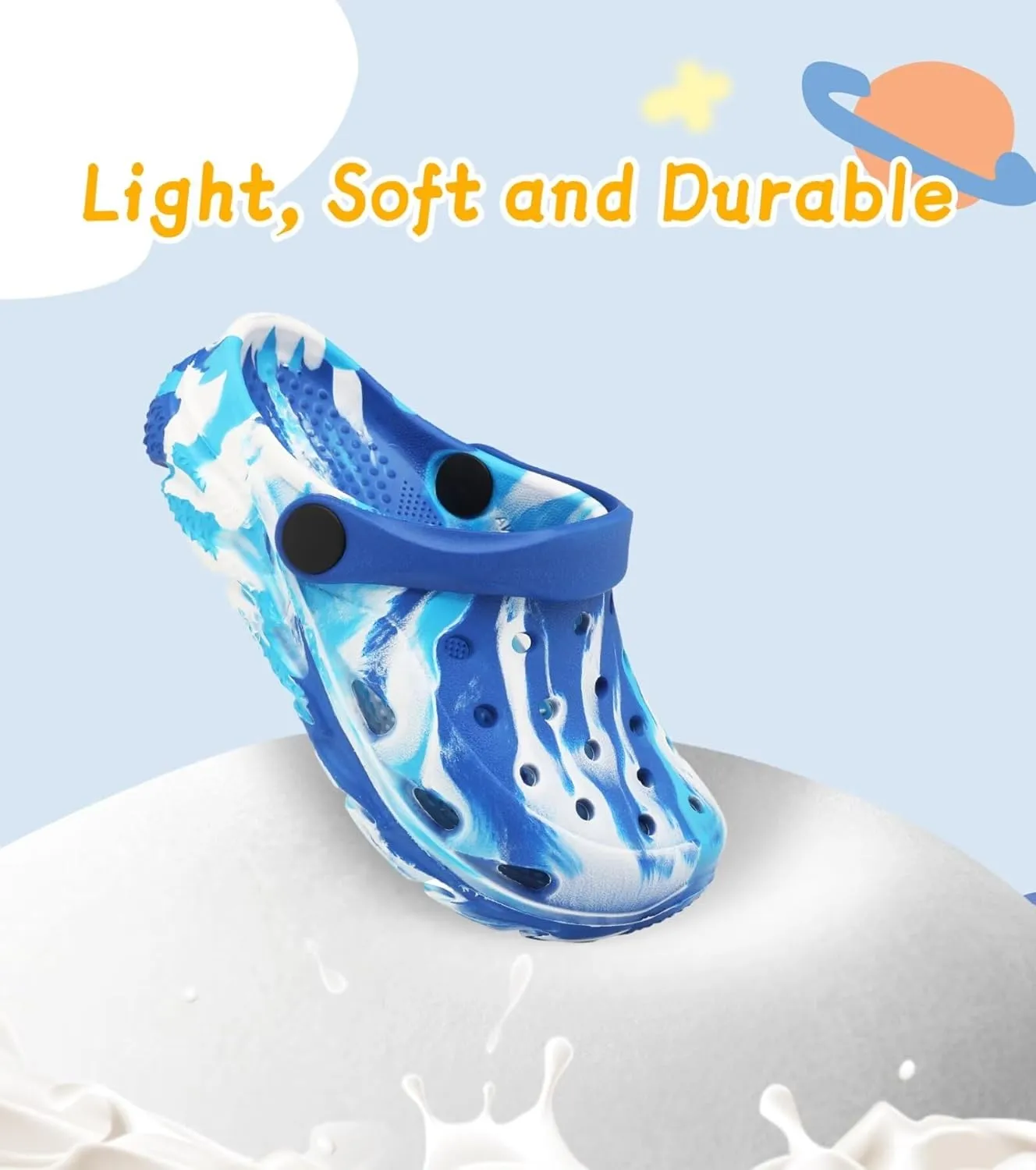 Cubufly Toddler Kids Clogs Garden Shoes for Boys Girls Marbled Tie Dye Water Shoes Slip on Sandals