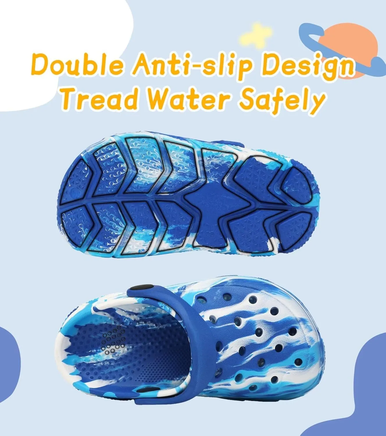 Cubufly Toddler Kids Clogs Garden Shoes for Boys Girls Marbled Tie Dye Water Shoes Slip on Sandals
