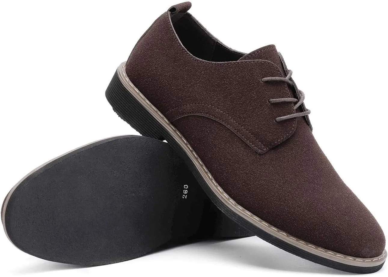 DADAWEN Men's Suede Dress Shoes Casual Lace Up Oxfords Shoes