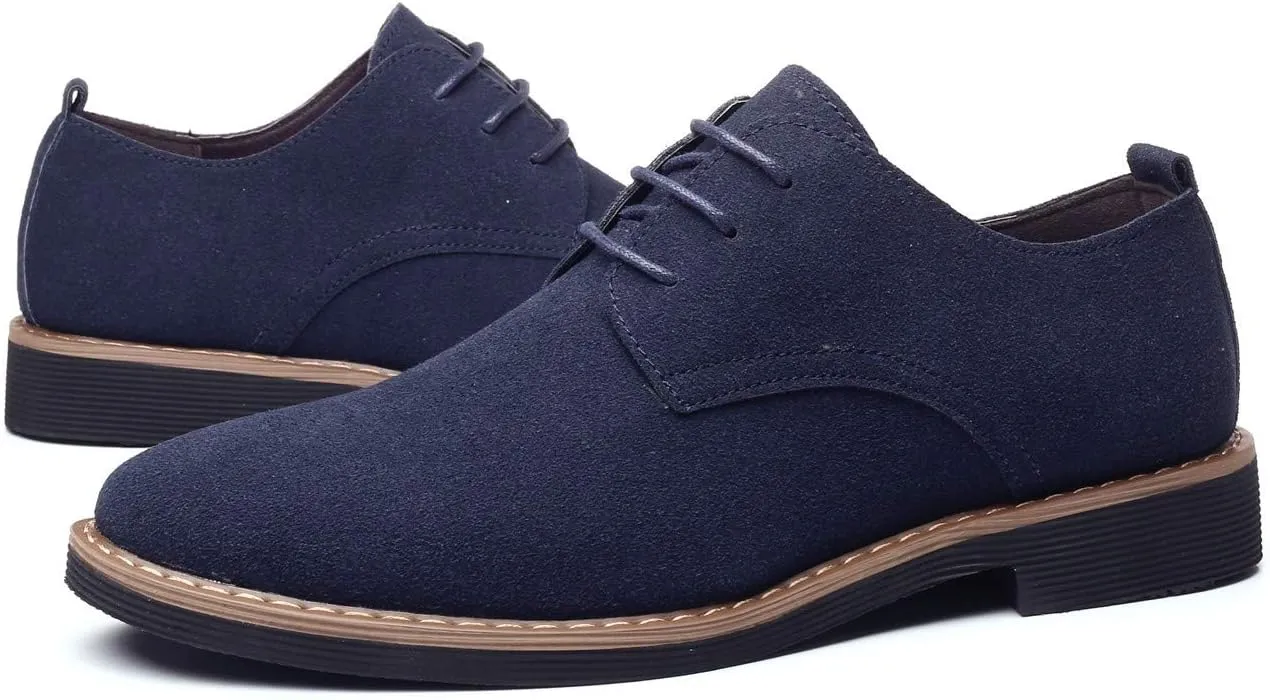 DADAWEN Men's Suede Dress Shoes Casual Lace Up Oxfords Shoes