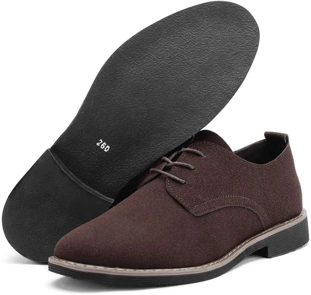 DADAWEN Men's Suede Dress Shoes Casual Lace Up Oxfords Shoes