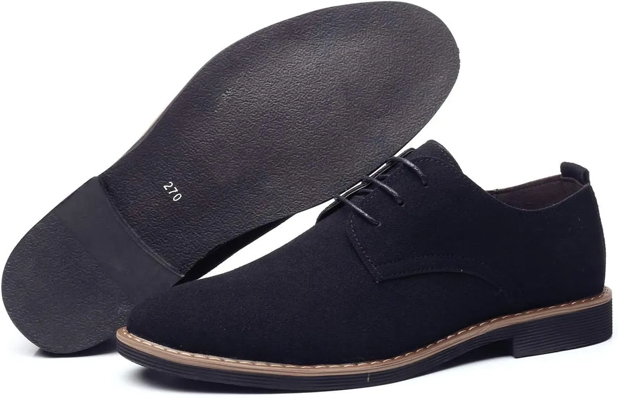 DADAWEN Men's Suede Dress Shoes Casual Lace Up Oxfords Shoes