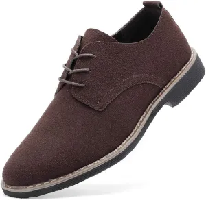 DADAWEN Men's Suede Dress Shoes Casual Lace Up Oxfords Shoes