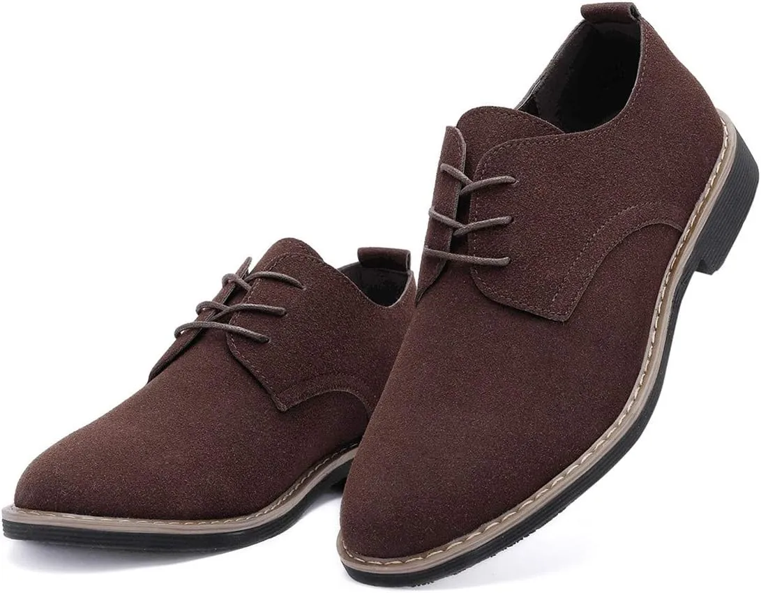 DADAWEN Men's Suede Dress Shoes Casual Lace Up Oxfords Shoes