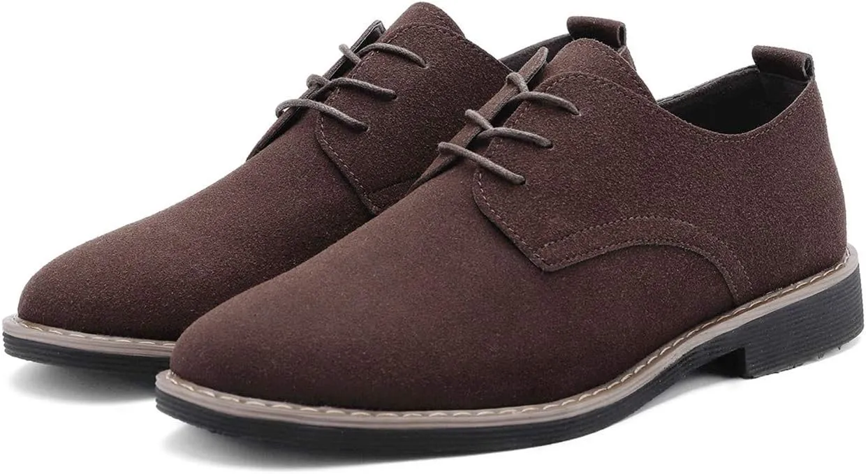 DADAWEN Men's Suede Dress Shoes Casual Lace Up Oxfords Shoes