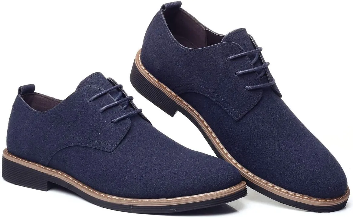 DADAWEN Men's Suede Dress Shoes Casual Lace Up Oxfords Shoes
