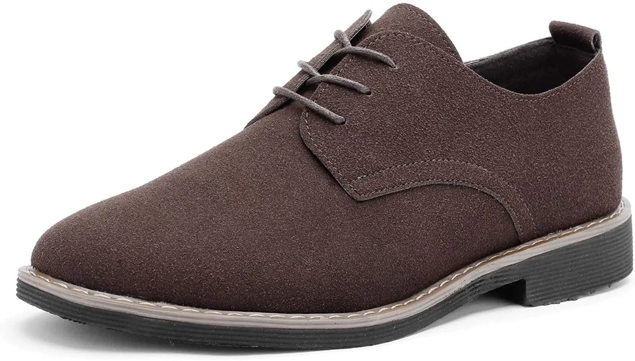 DADAWEN Men's Suede Dress Shoes Casual Lace Up Oxfords Shoes