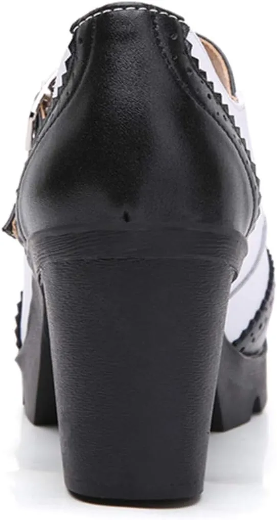 DADAWEN Women's Chunky Low Block Heels Mary Jane Closed Toe Work Pumps Comfortable Round Toe Oxfords Dress Wedding Shoes