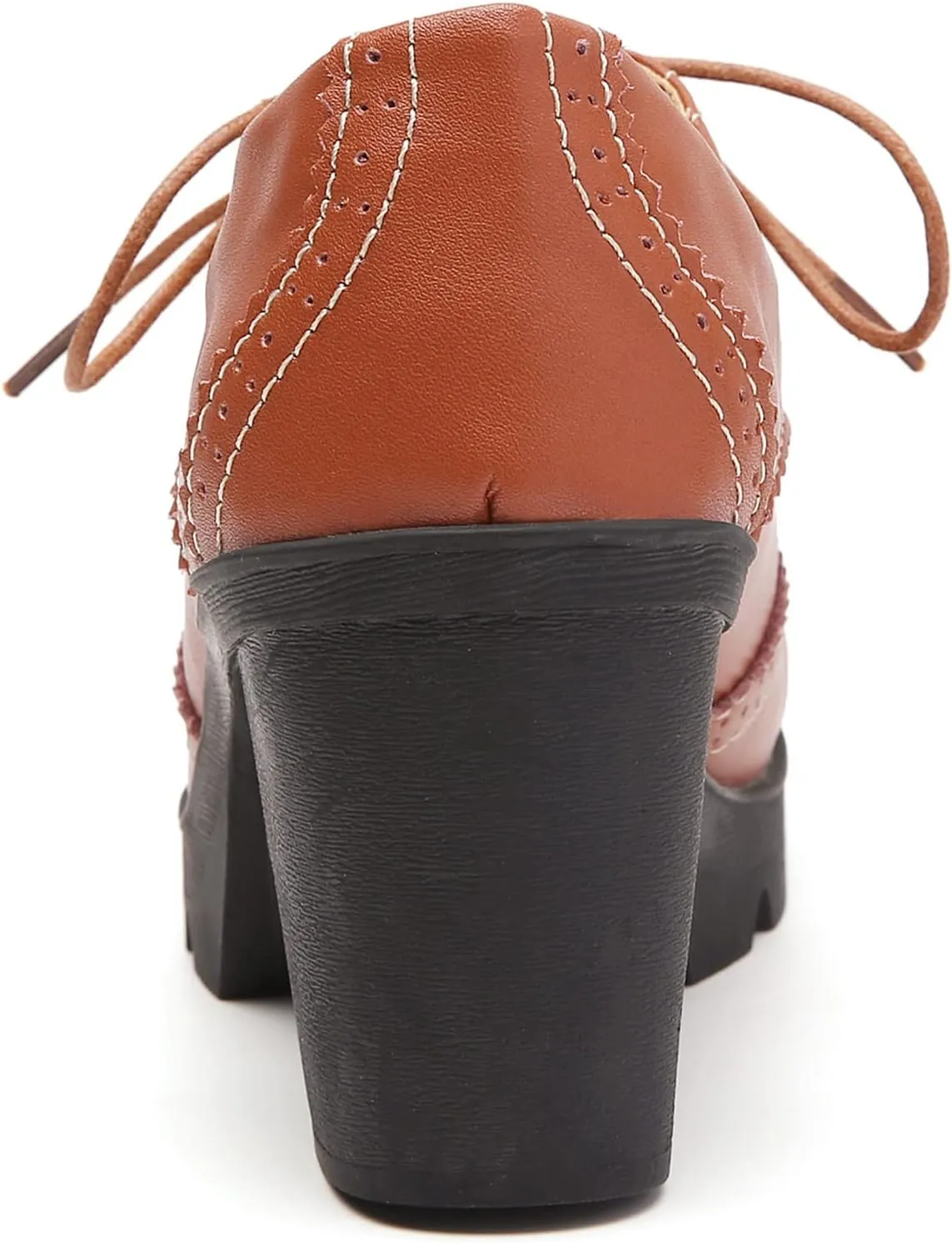 DADAWEN Women's Classic T-Strap Platform Mid-Heel Square Toe Oxfords Dress Shoes