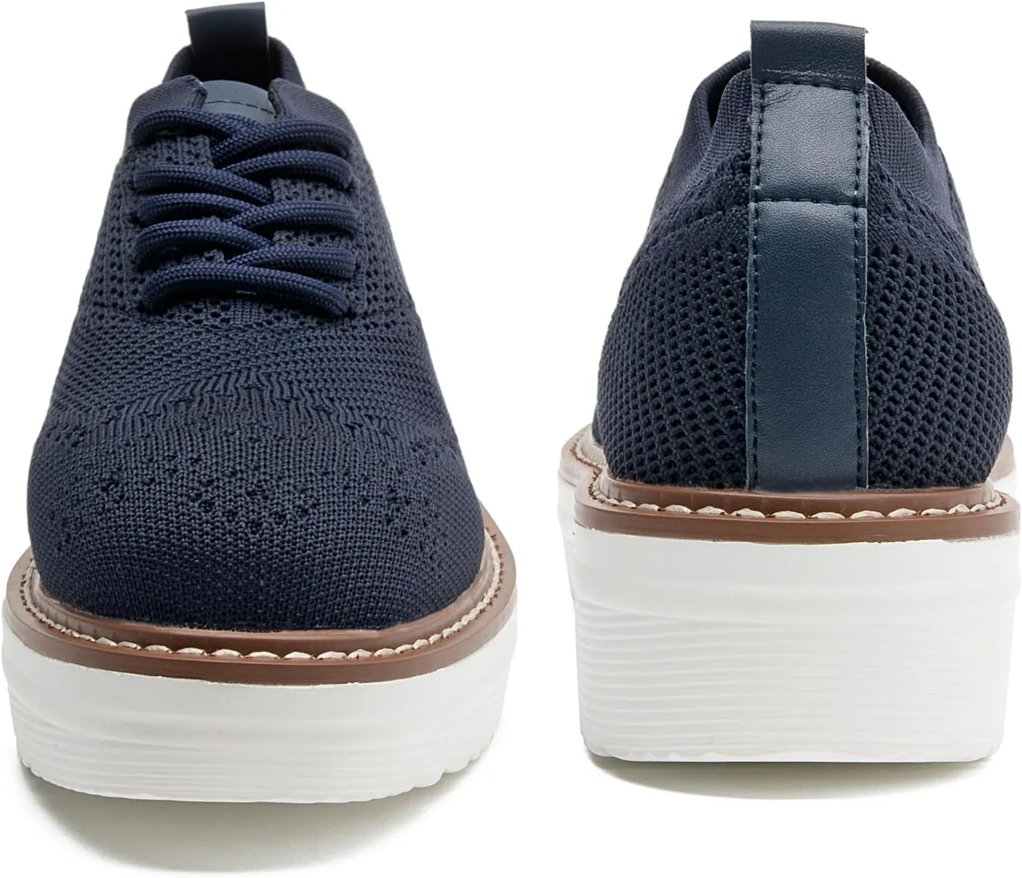 DADAWEN Women's Platform Lace-Up Wingtips Square Toe Oxford Shoes Mesh Breathable Knit Comfort Casual Dressy School Work Dress Shoes