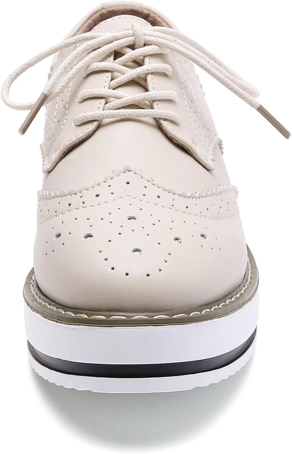 DADAWEN Women's Platform Lace-Up Wingtips Square Toe Oxfords Shoe