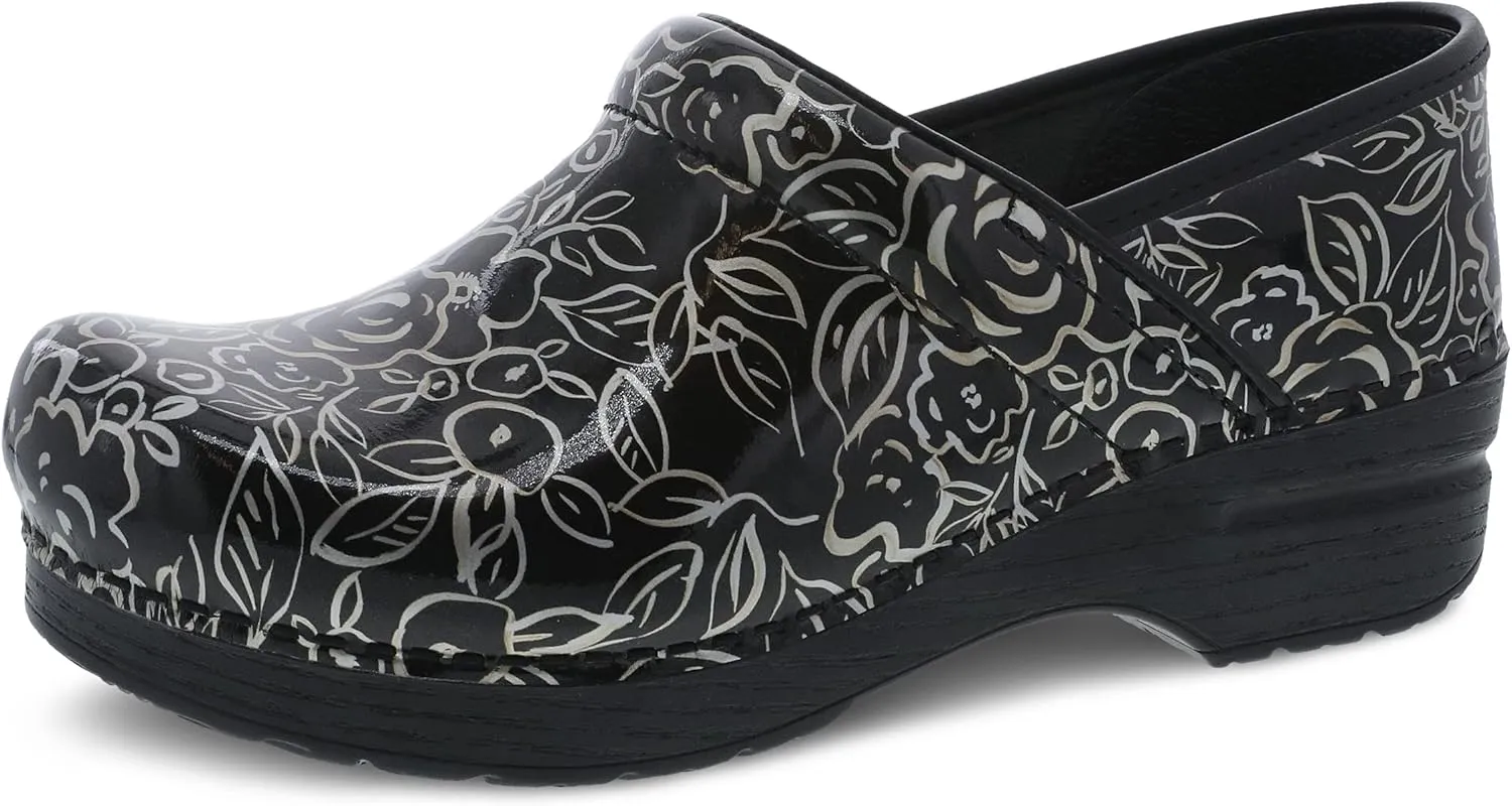 Dansko Women's Professional Metallic Rose Patent Slip-On Clogs 7.5-8 M US – Anti-Fatigue Rocker Sole and Arch Support for Comfort