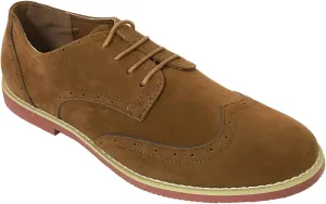 DK2S Men's Dress Suede Wingtip Classic Brogue Lace Up Leather Lined Oxfords Casual Shoes