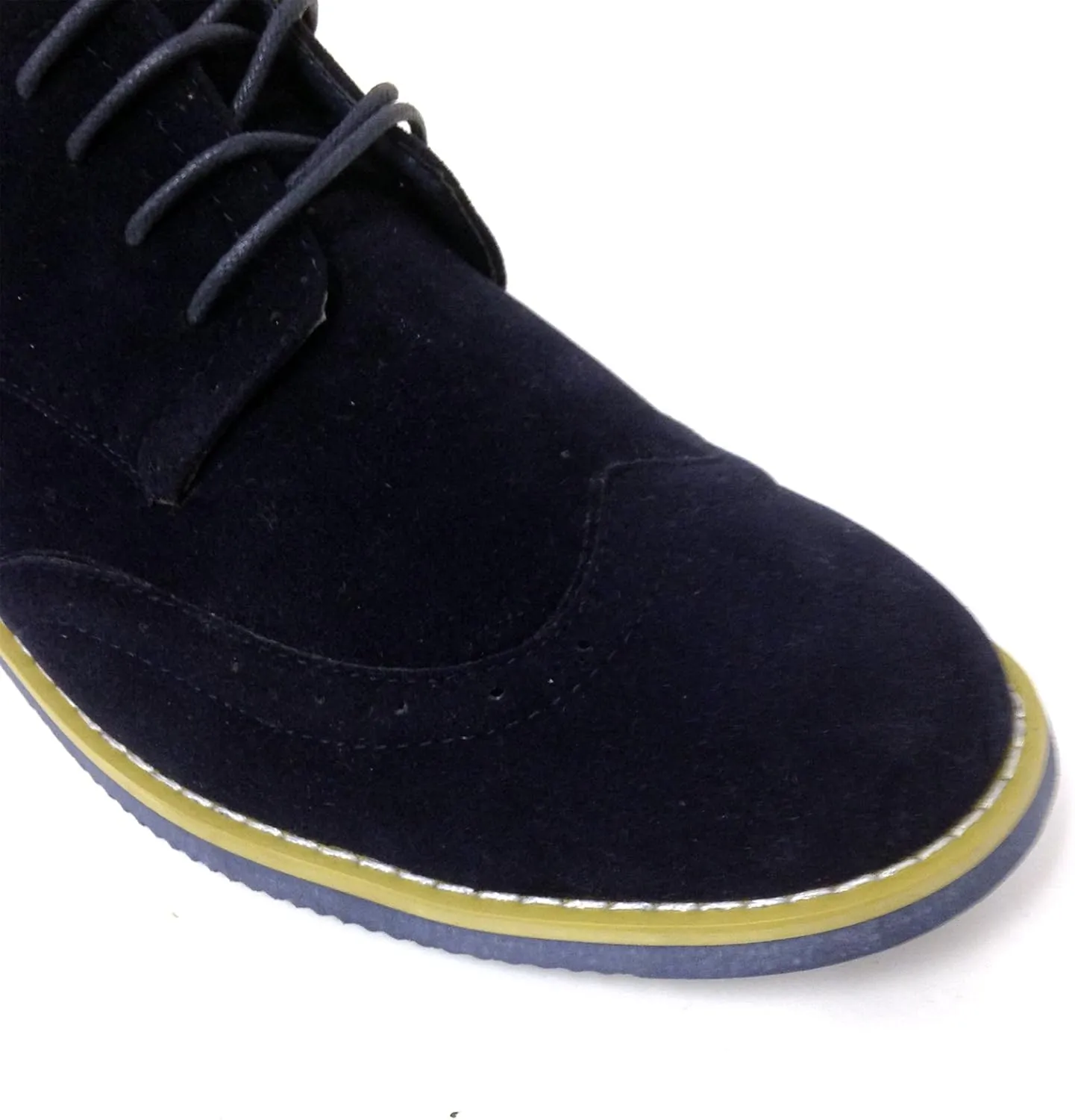 DK2S Men's Dress Suede Wingtip Classic Brogue Lace Up Leather Lined Oxfords Casual Shoes