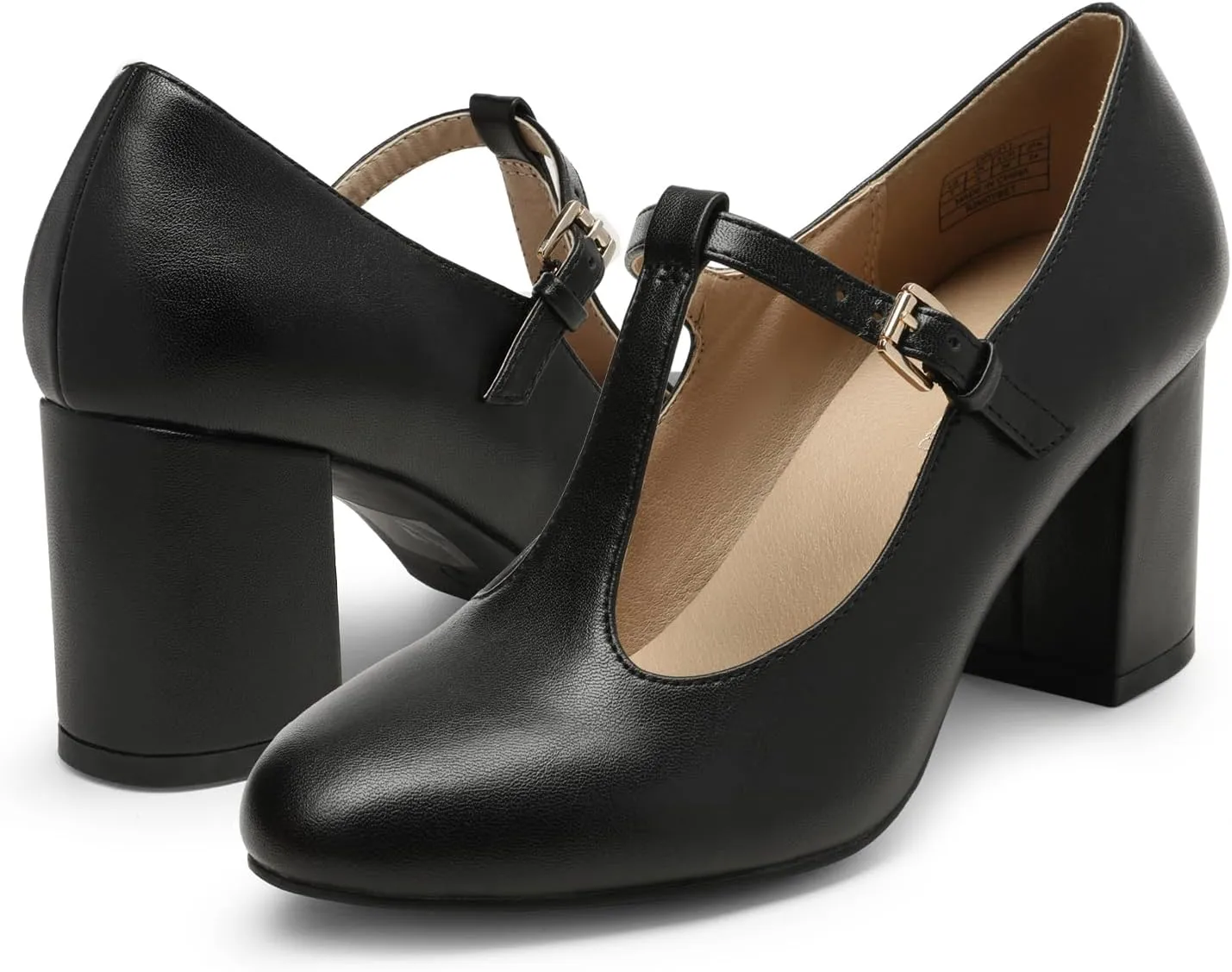 DREAM PAIRS Low Chunky Heels for Women T-Strap Mary Jane Pumps Wedding Dress Shoes