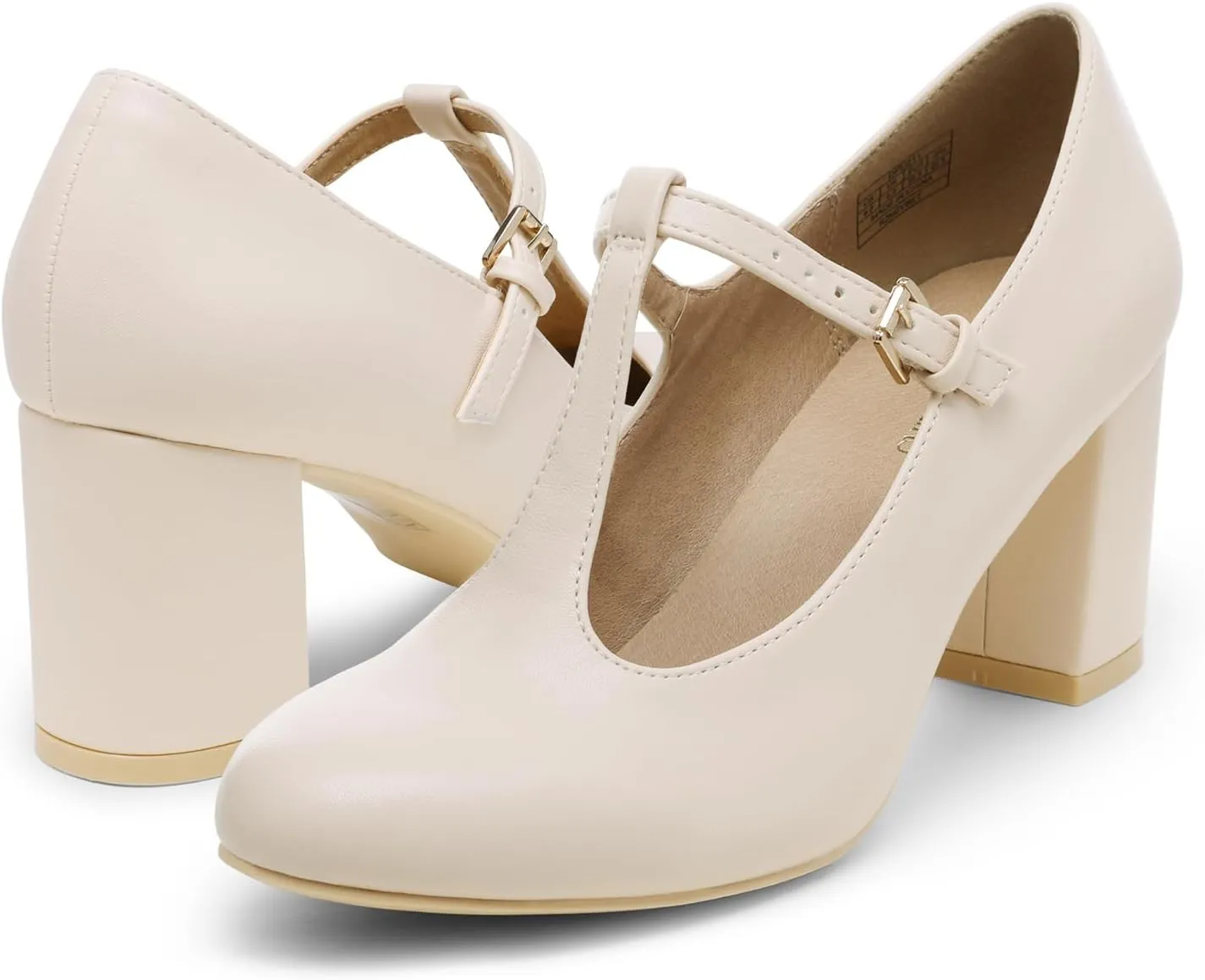 DREAM PAIRS Low Chunky Heels for Women T-Strap Mary Jane Pumps Wedding Dress Shoes