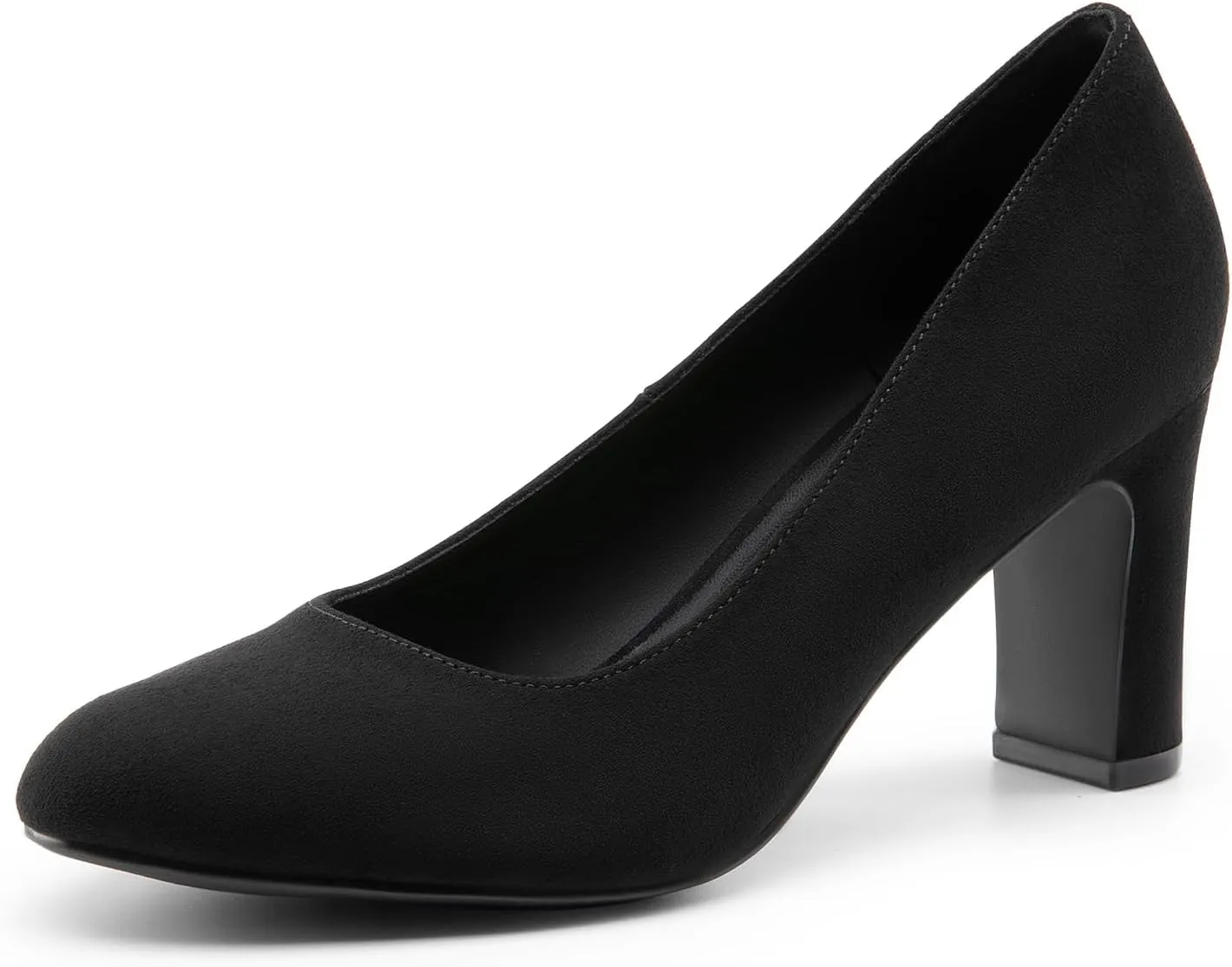 DREAM PAIRS Women's Block Heels Closed Toe High Chunky Rounded Toe Pumps Comfortable Slip On Work Shoes