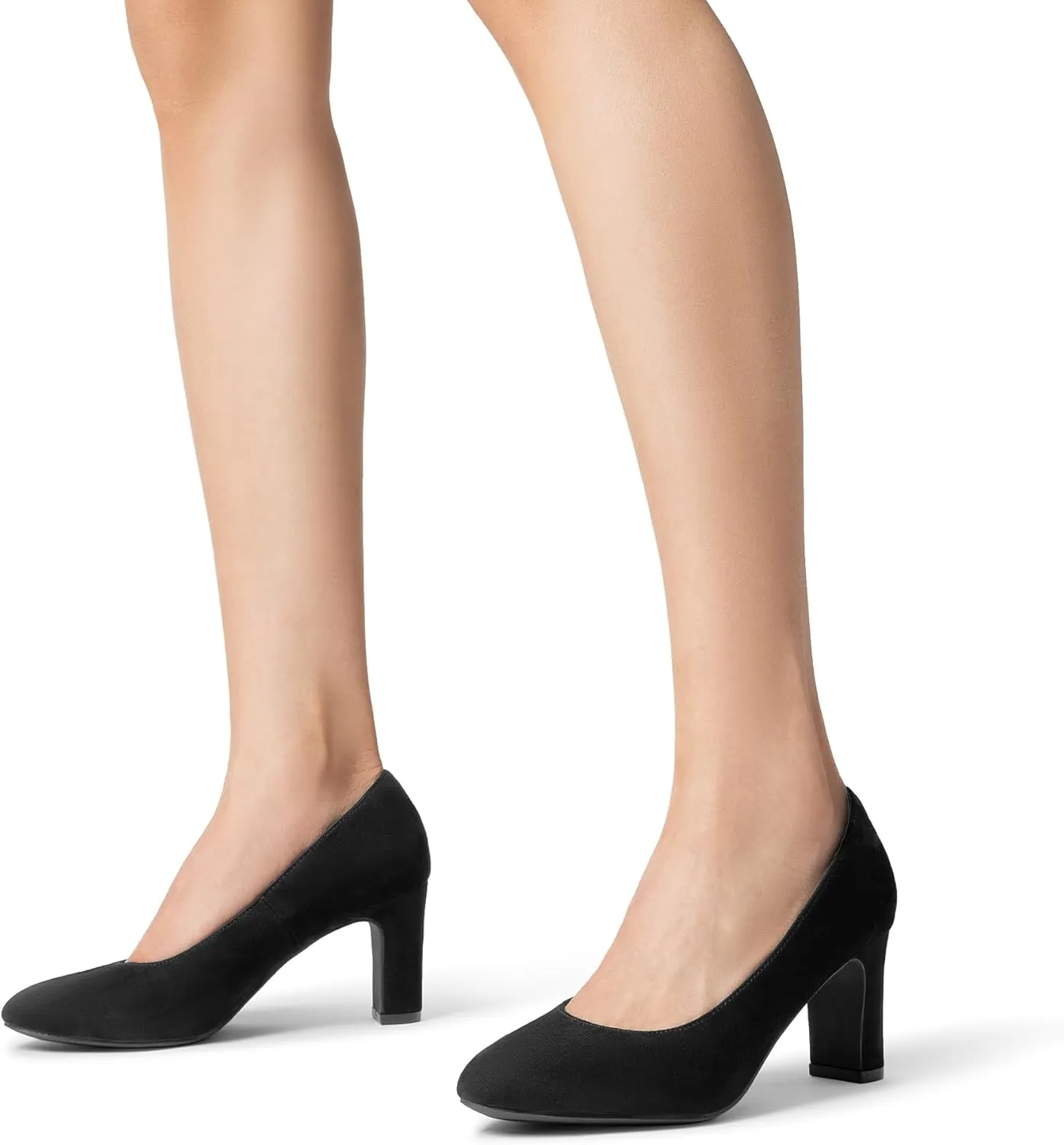 DREAM PAIRS Women's Block Heels Closed Toe High Chunky Rounded Toe Pumps Comfortable Slip On Work Shoes