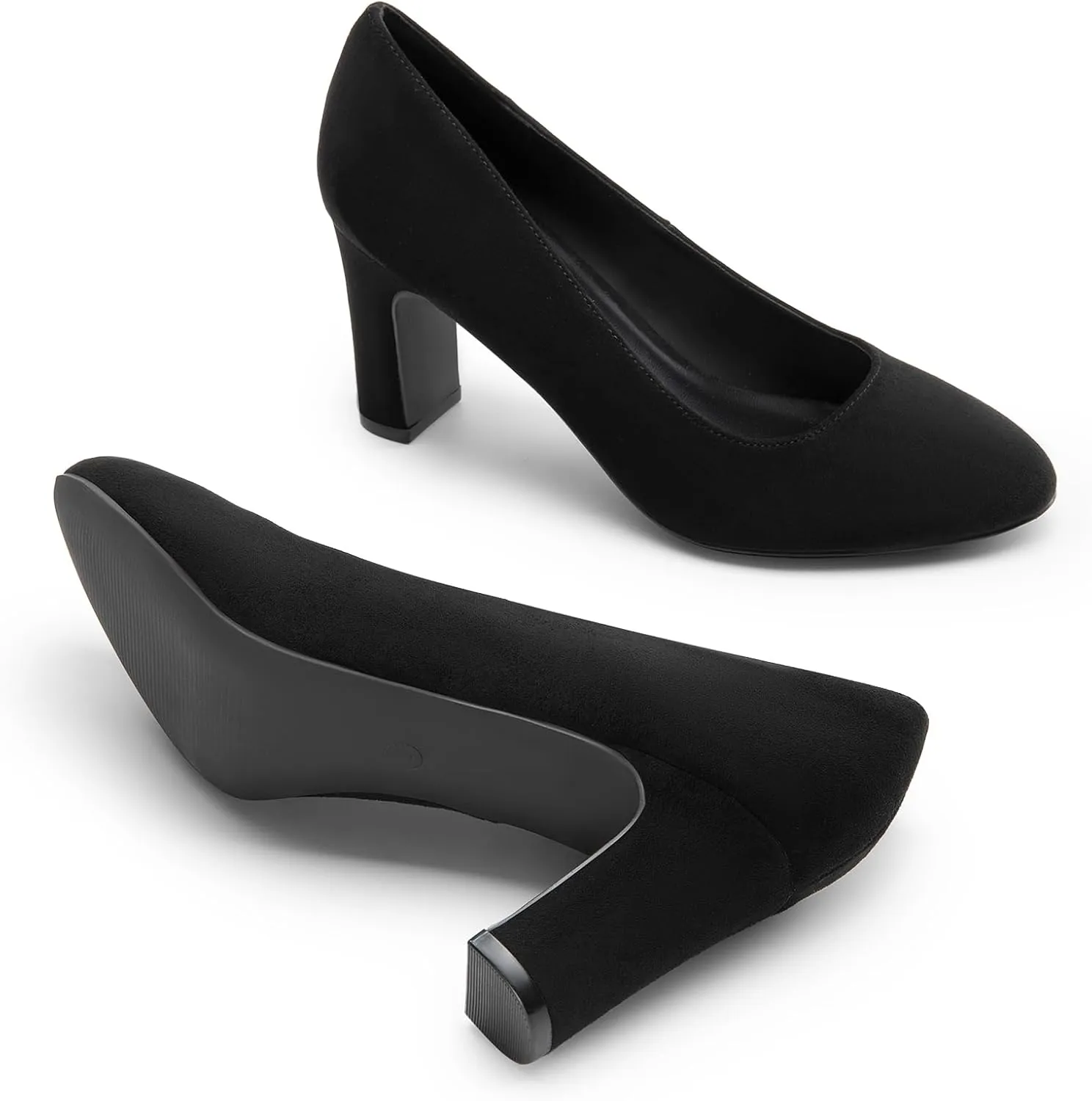 DREAM PAIRS Women's Block Heels Closed Toe High Chunky Rounded Toe Pumps Comfortable Slip On Work Shoes