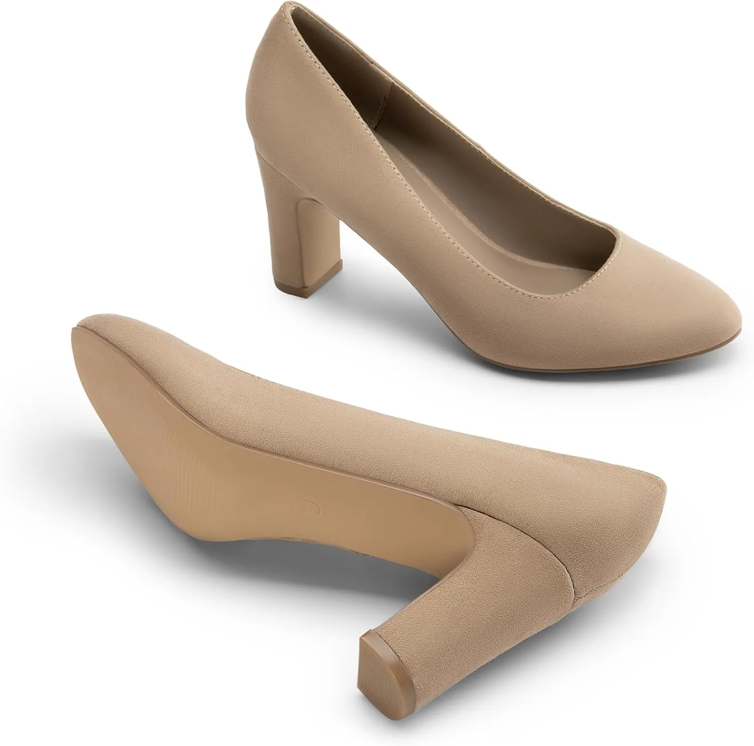DREAM PAIRS Women's Block Heels Closed Toe High Chunky Rounded Toe Pumps Comfortable Slip On Work Shoes
