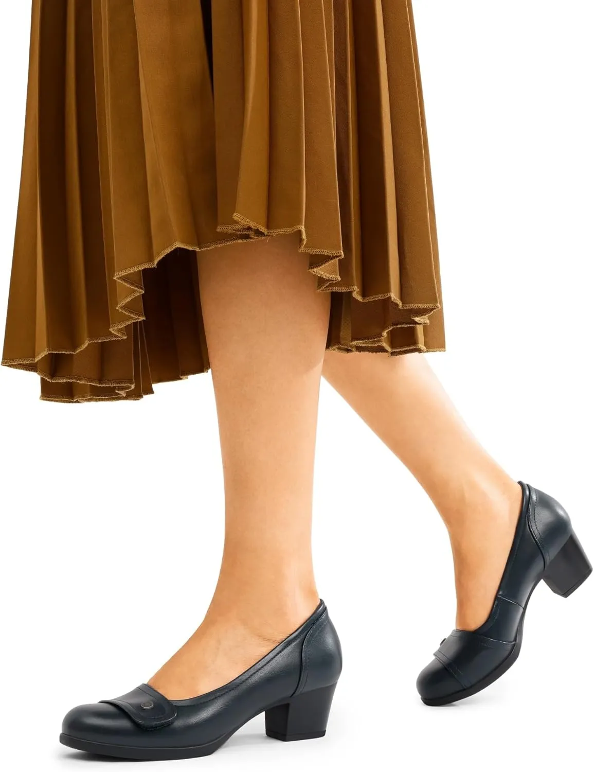DREAM PAIRS Women's Chunky Comfortable Closed Toe Low Block Heels Work Round Toe Dress Wedding Adjustable Slip On Pumps Shoes