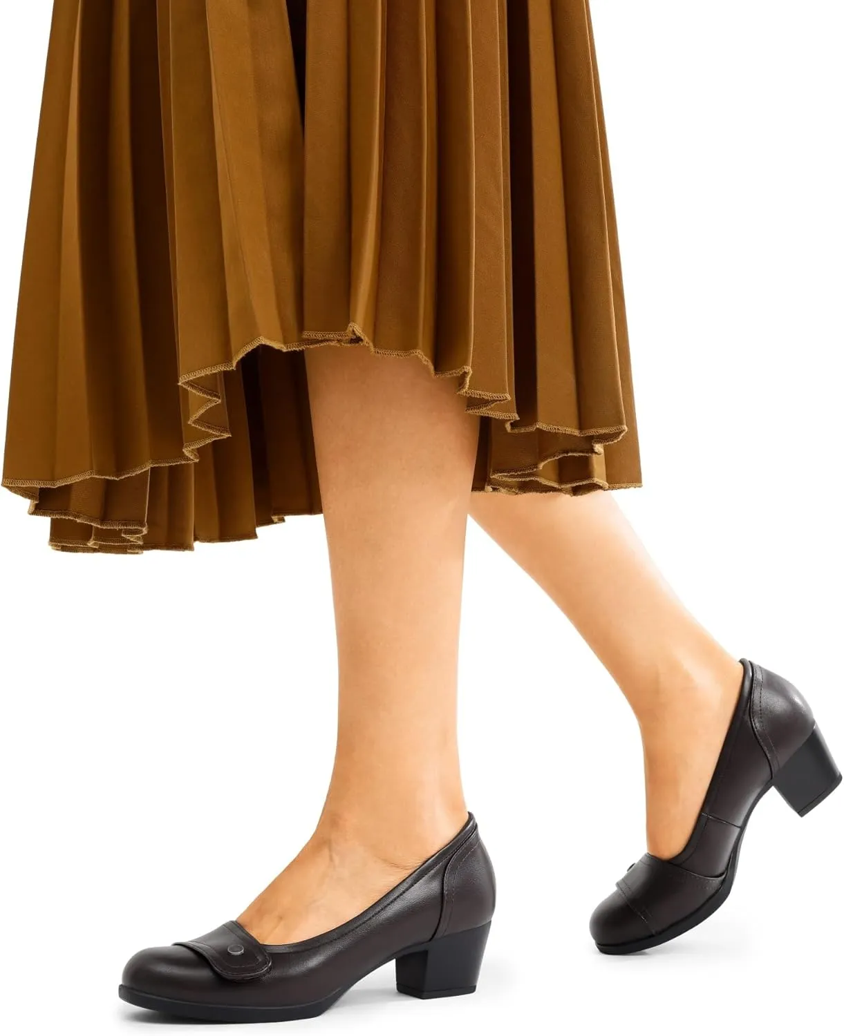 DREAM PAIRS Women's Chunky Comfortable Closed Toe Low Block Heels Work Round Toe Dress Wedding Adjustable Slip On Pumps Shoes