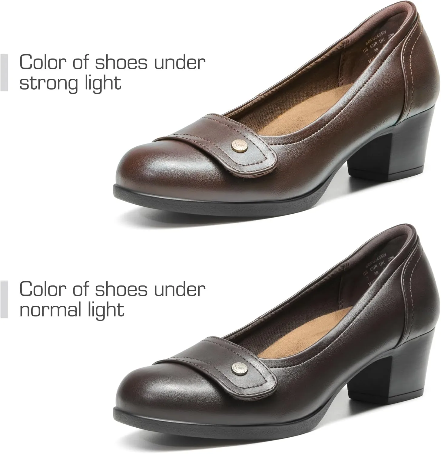 DREAM PAIRS Women's Chunky Comfortable Closed Toe Low Block Heels Work Round Toe Dress Wedding Adjustable Slip On Pumps Shoes
