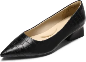 DREAM PAIRS Women's Chunky Heels Closed Toe Low Block Work Shoes Pointed Toe Dress Comfortable Wedding Pumps