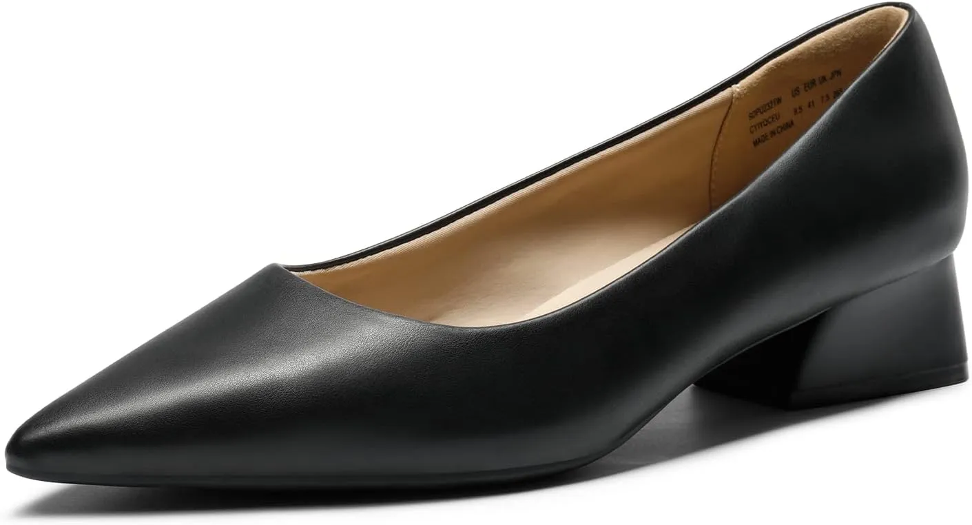 DREAM PAIRS Women's Chunky Heels Closed Toe Low Block Work Shoes Pointed Toe Dress Comfortable Wedding Pumps