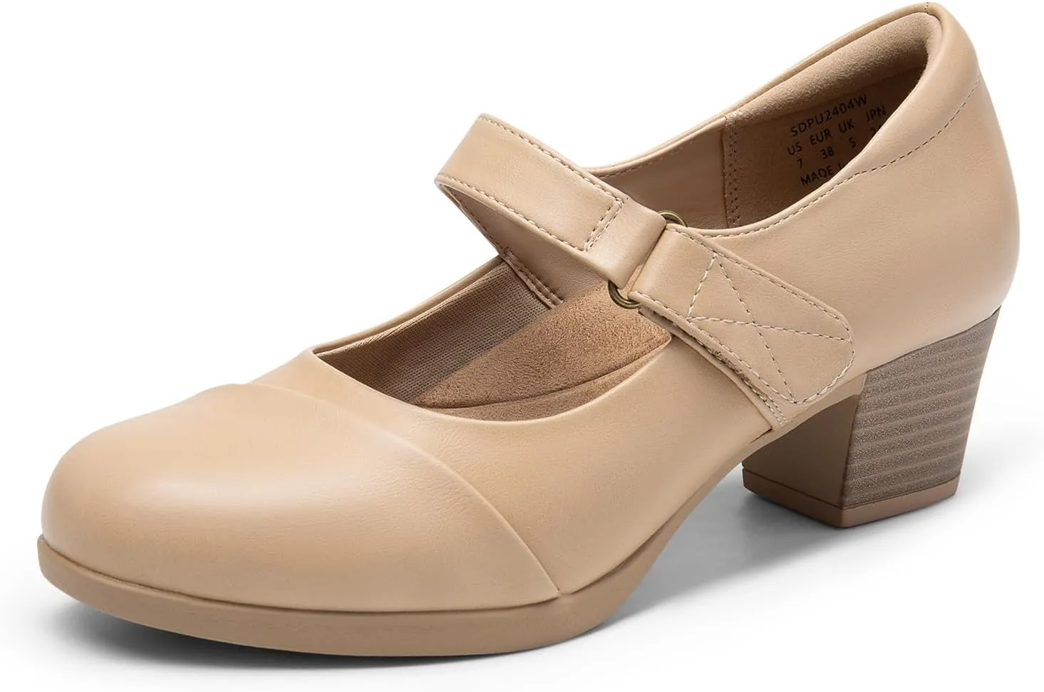DREAM PAIRS Women's Chunky Low Block Closed Toe Heels Mary Janes Pumps Comfortable Round Toe Dress Work Wedding Shoes