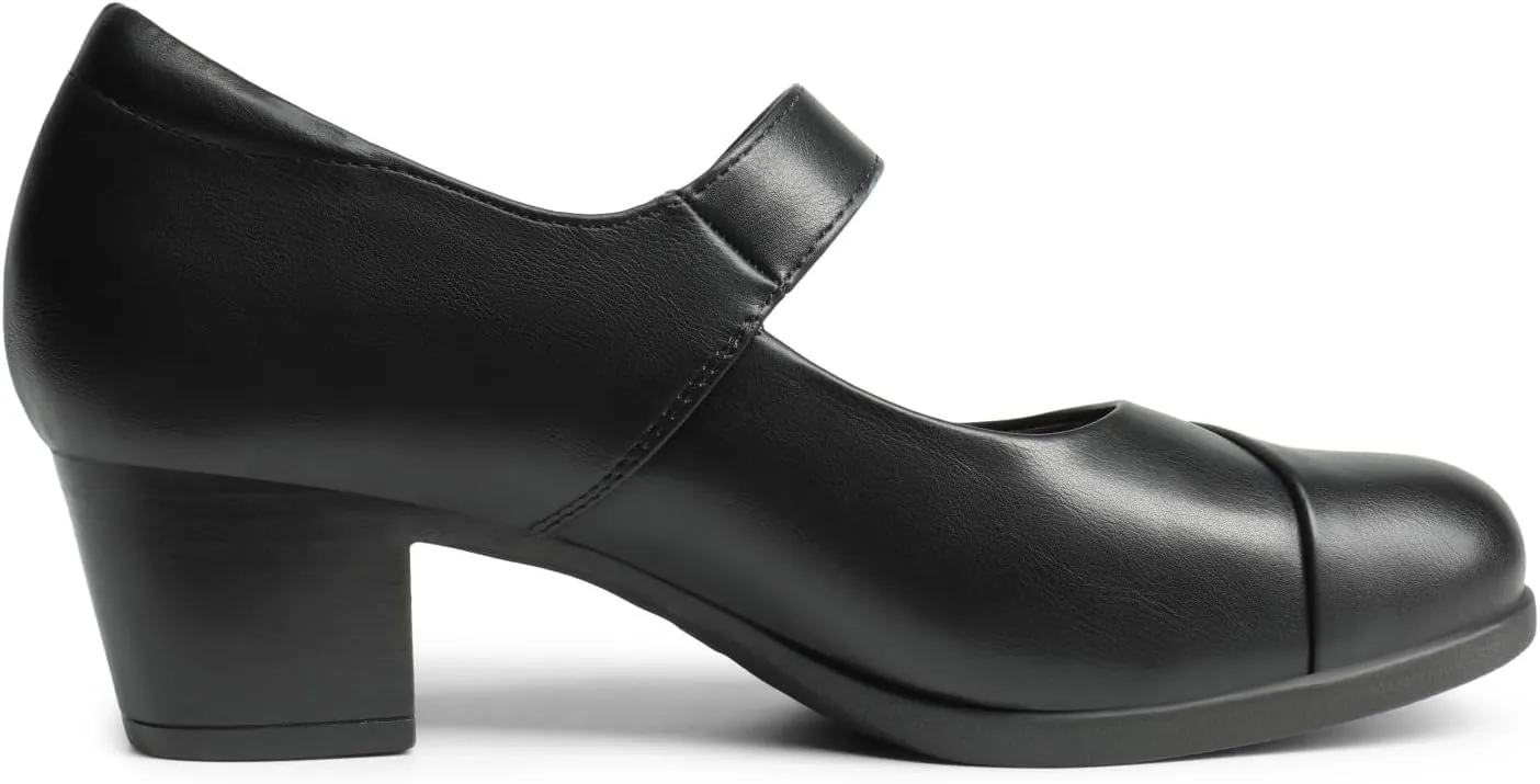 DREAM PAIRS Women's Chunky Low Block Closed Toe Heels Mary Janes Pumps Comfortable Round Toe Dress Work Wedding Shoes