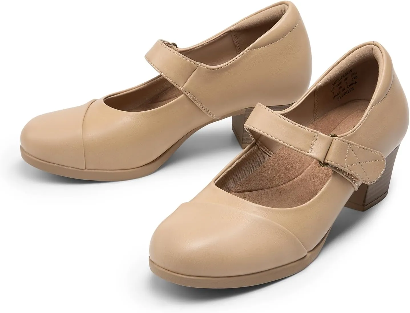DREAM PAIRS Women's Chunky Low Block Closed Toe Heels Mary Janes Pumps Comfortable Round Toe Dress Work Wedding Shoes