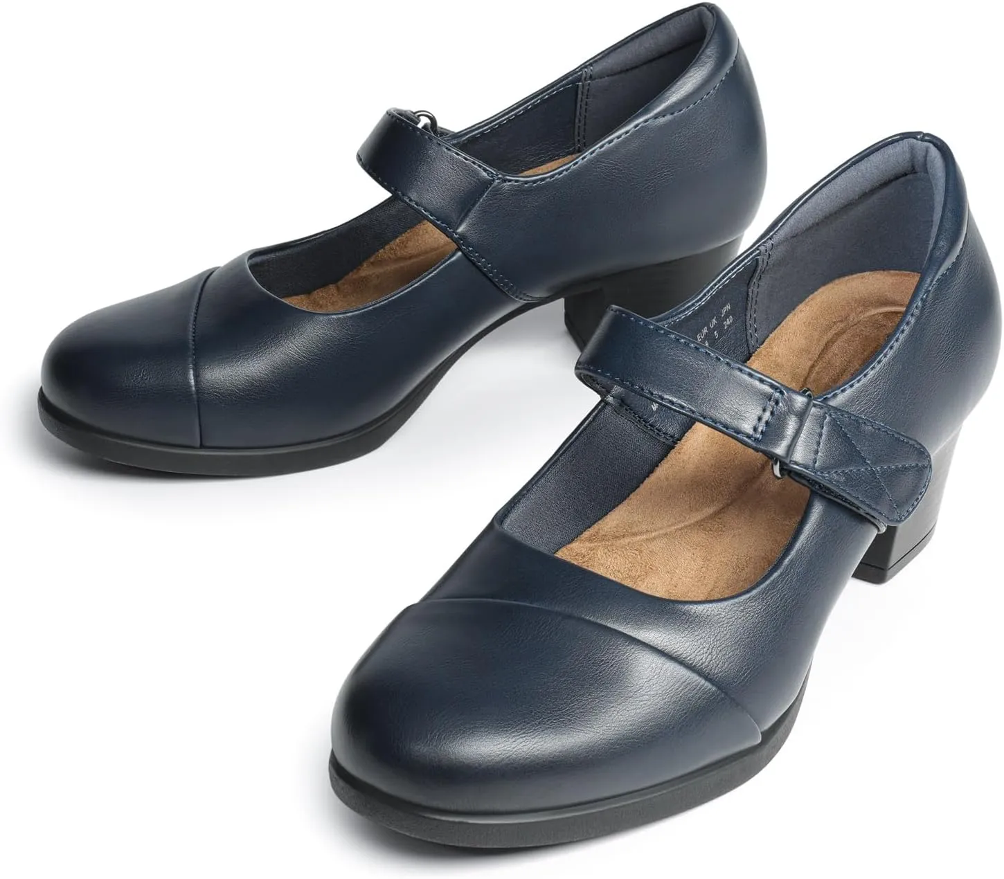 DREAM PAIRS Women's Chunky Low Block Closed Toe Heels Mary Janes Pumps Comfortable Round Toe Dress Work Wedding Shoes