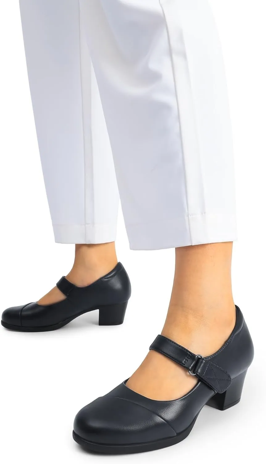 DREAM PAIRS Women's Chunky Low Block Closed Toe Heels Mary Janes Pumps Comfortable Round Toe Dress Work Wedding Shoes