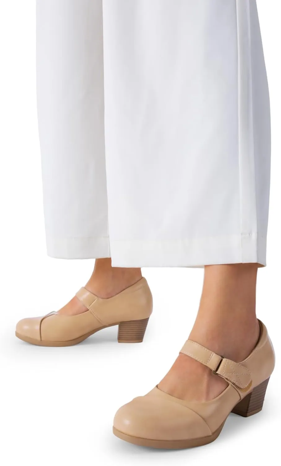 DREAM PAIRS Women's Chunky Low Block Closed Toe Heels Mary Janes Pumps Comfortable Round Toe Dress Work Wedding Shoes