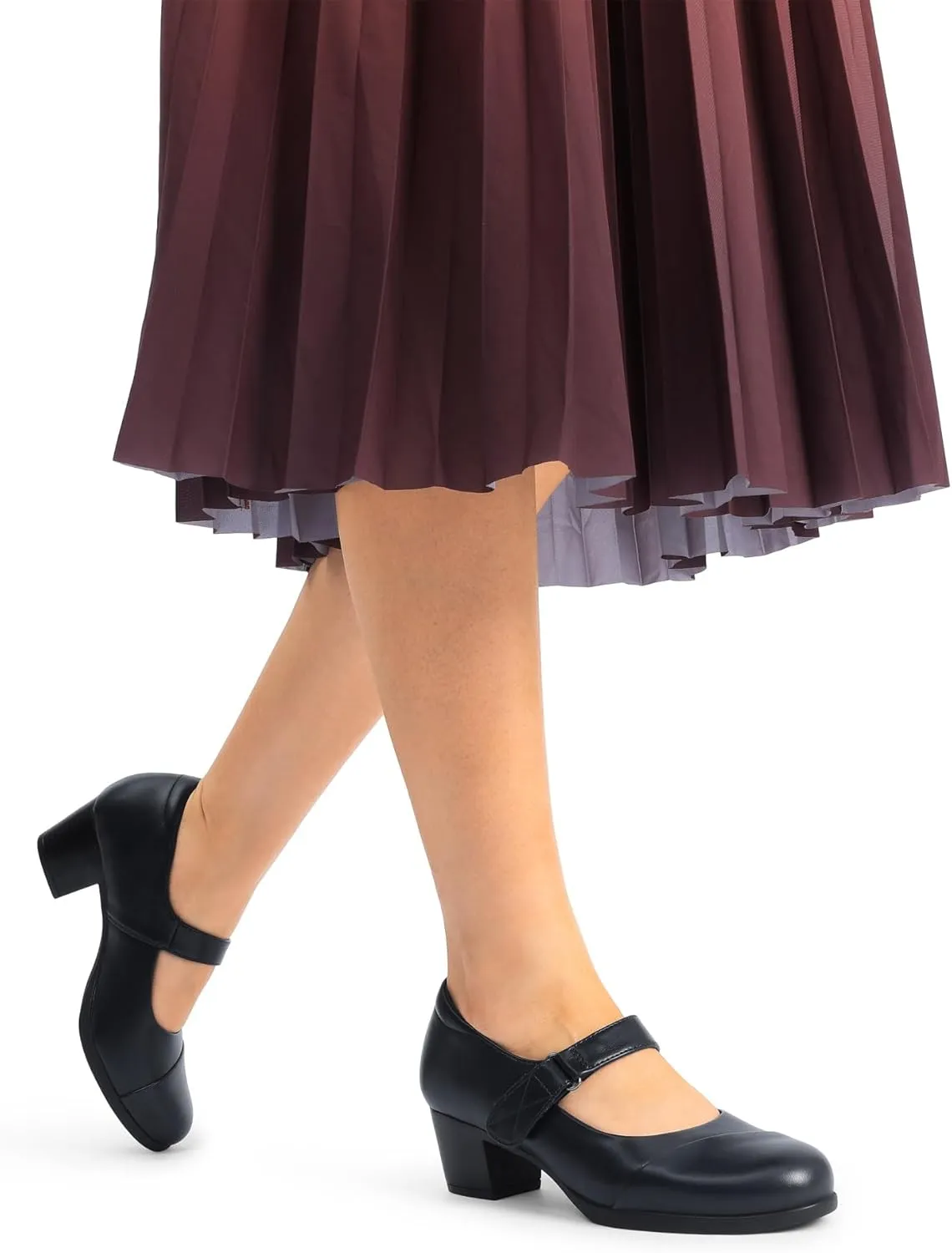 DREAM PAIRS Women's Chunky Low Block Closed Toe Heels Mary Janes Pumps Comfortable Round Toe Dress Work Wedding Shoes