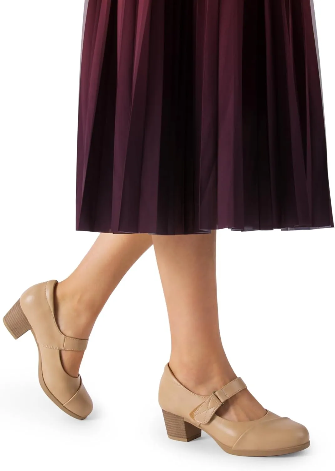 DREAM PAIRS Women's Chunky Low Block Closed Toe Heels Mary Janes Pumps Comfortable Round Toe Dress Work Wedding Shoes