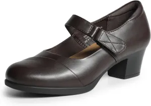 DREAM PAIRS Women's Chunky Low Block Closed Toe Heels Mary Janes Pumps Comfortable Round Toe Dress Work Wedding Shoes