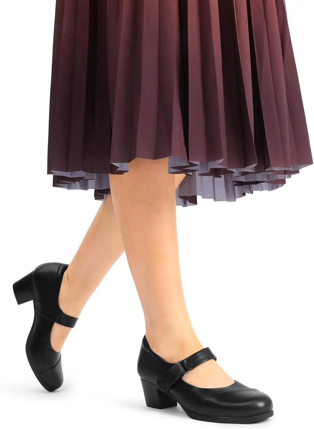 DREAM PAIRS Women's Chunky Low Block Closed Toe Heels Mary Janes Pumps Comfortable Round Toe Dress Work Wedding Shoes