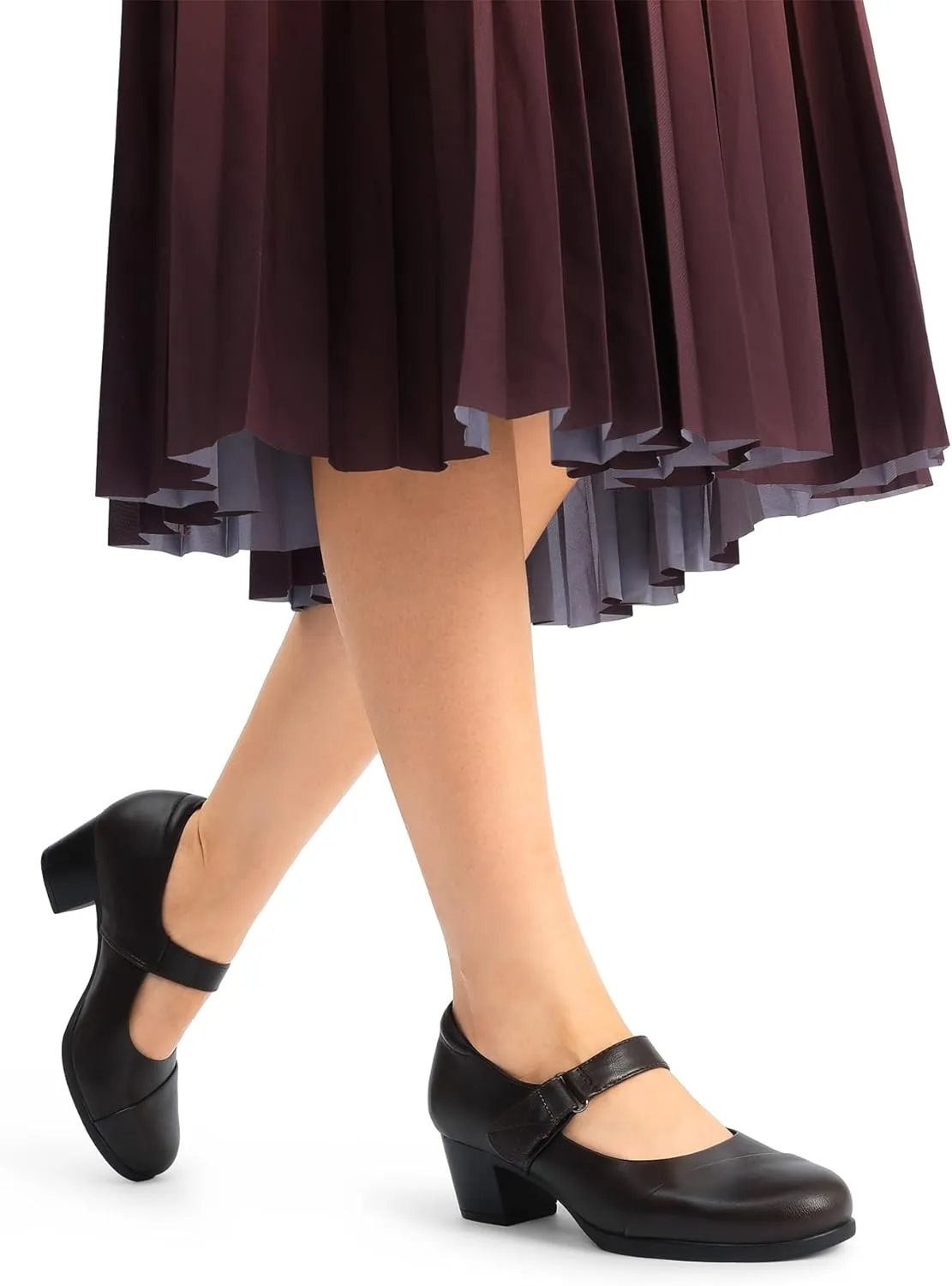 DREAM PAIRS Women's Chunky Low Block Closed Toe Heels Mary Janes Pumps Comfortable Round Toe Dress Work Wedding Shoes