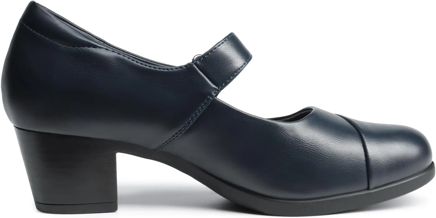 DREAM PAIRS Women's Chunky Low Block Closed Toe Heels Mary Janes Pumps Comfortable Round Toe Dress Work Wedding Shoes