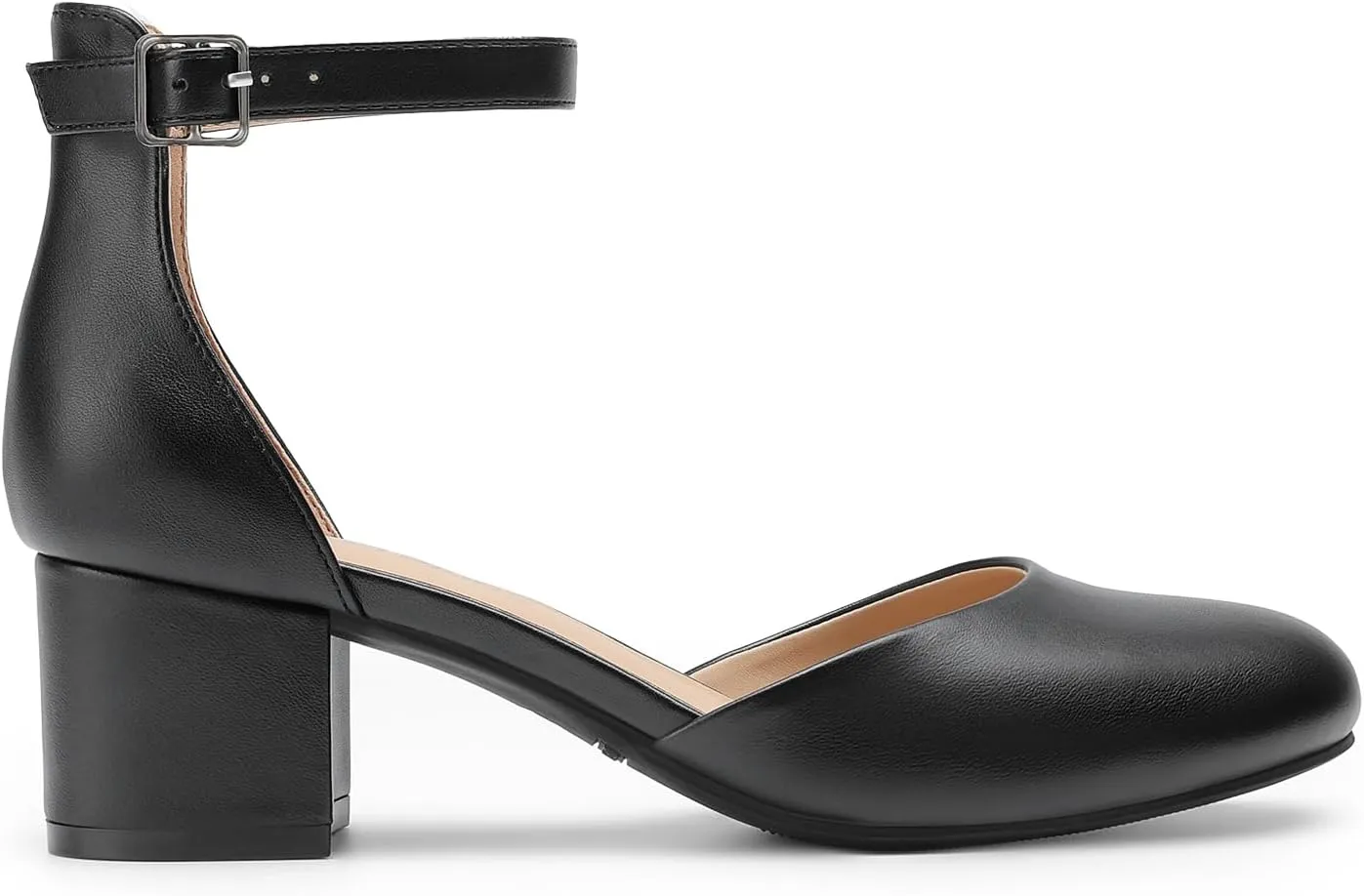 DREAM PAIRS Women's Closed Round Toe Low Block Heels Ankle Strap Chunky Heel Pumps Dress Wedding Office Party Shoes